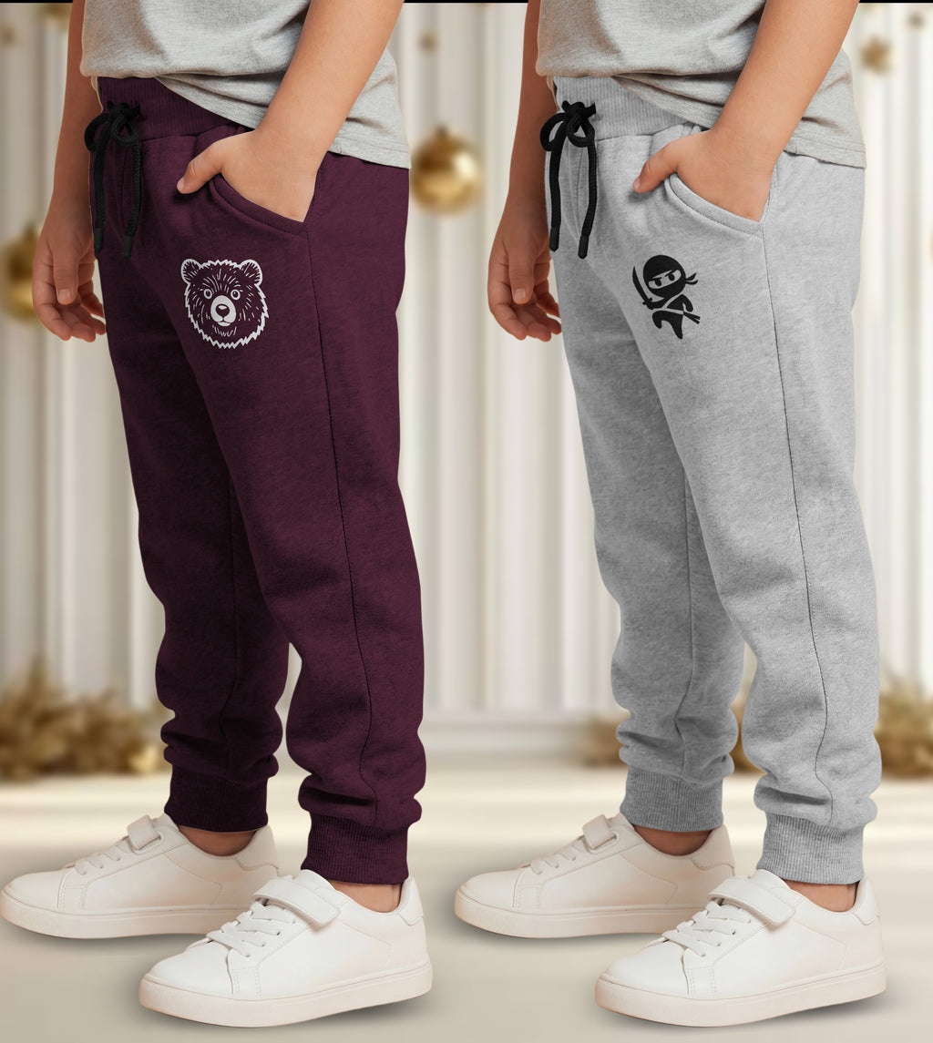 Track Pant For Boys & Girls (Maroon,Grey Pack of 2)