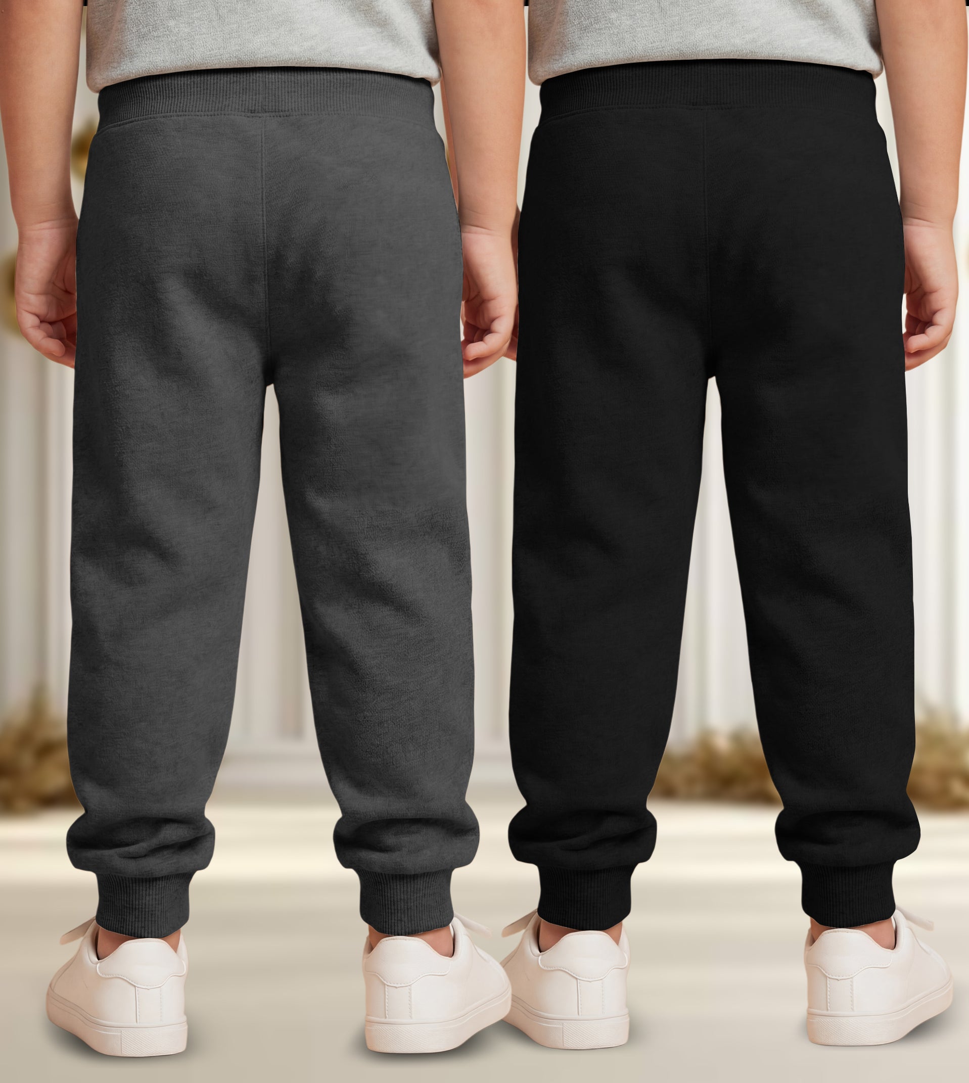 Track Pant For Boys & Girls (Dark Grey,Black Pack of 2)