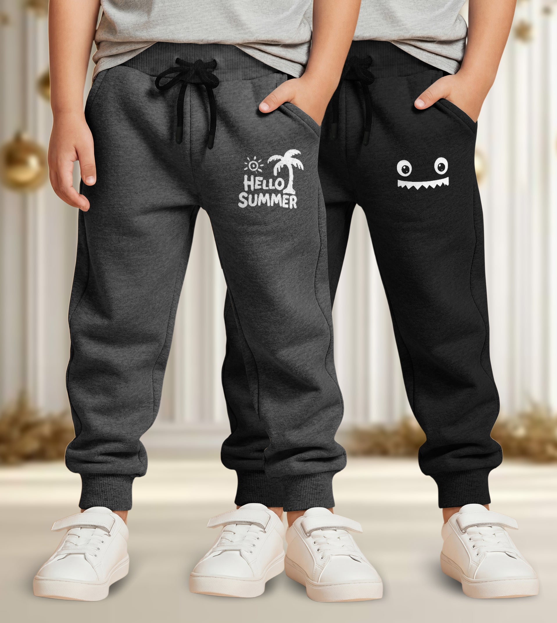 Track Pant For Boys & Girls (Dark Grey,Black Pack of 2)