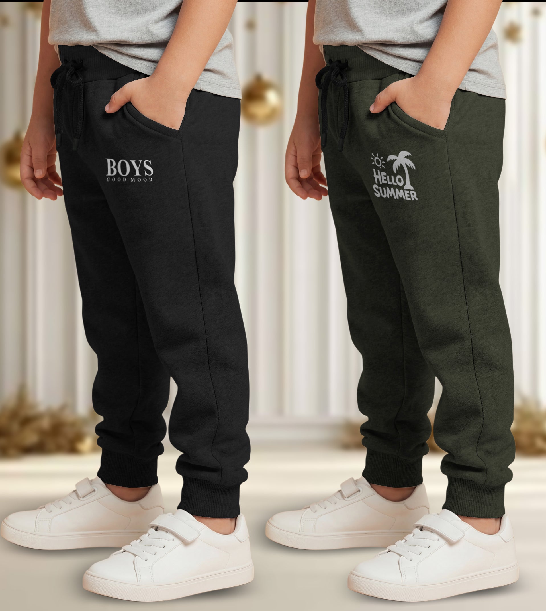Track Pant For Boys & Girls (Black,Green Pack of 2)