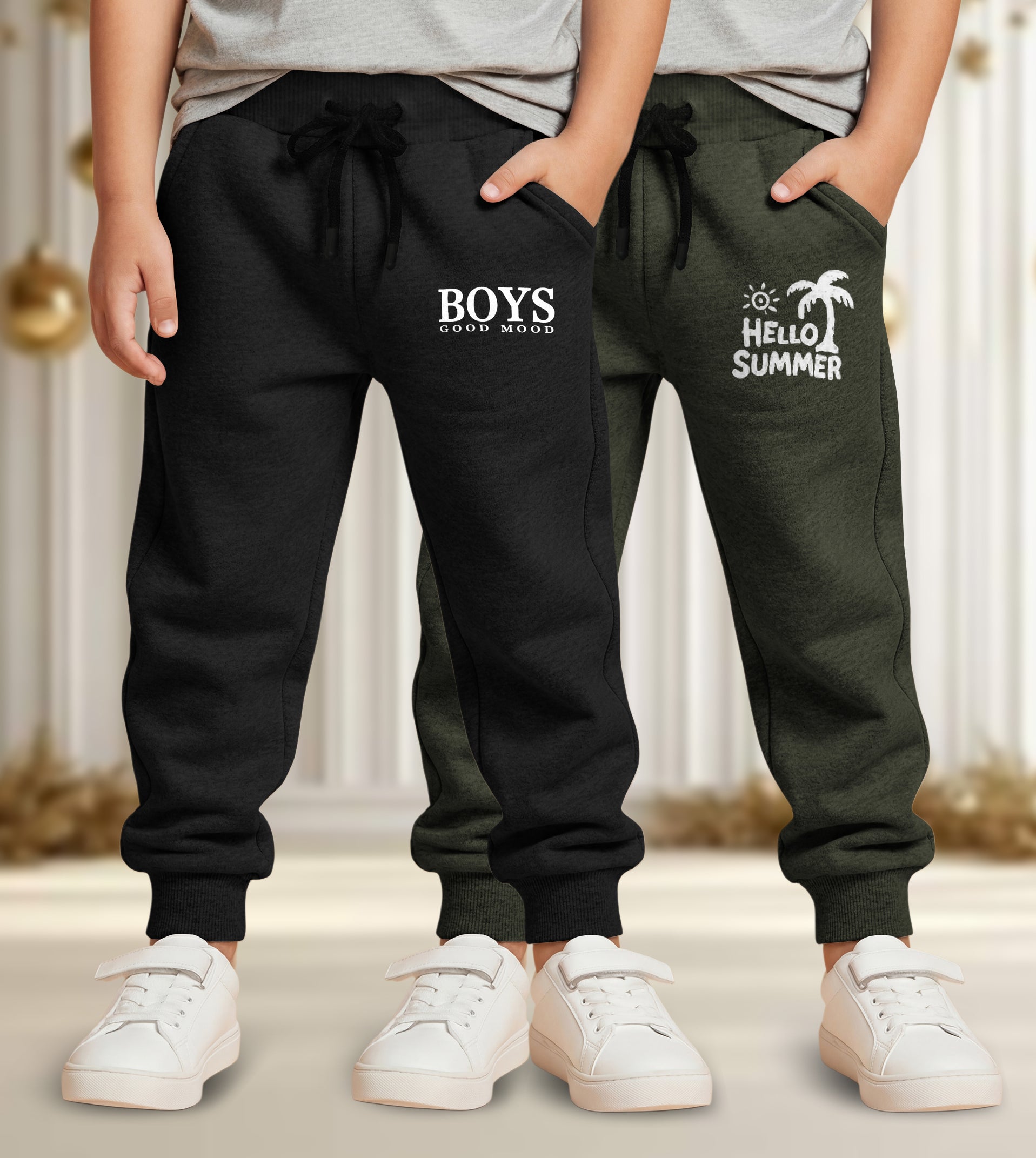 Track Pant For Boys & Girls (Black,Green Pack of 2)