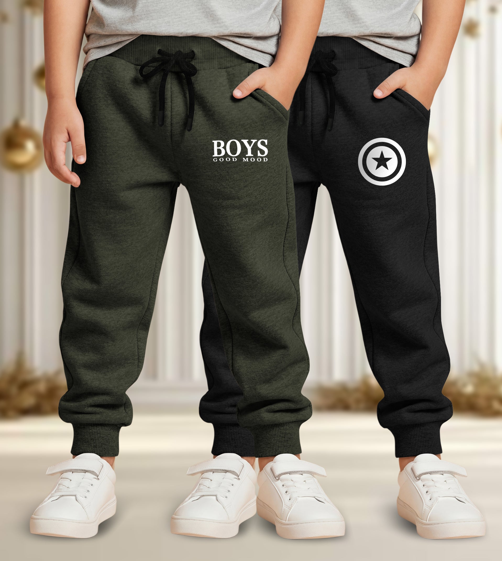Track Pant For Boys & Girls (Green,Black Pack of 2)