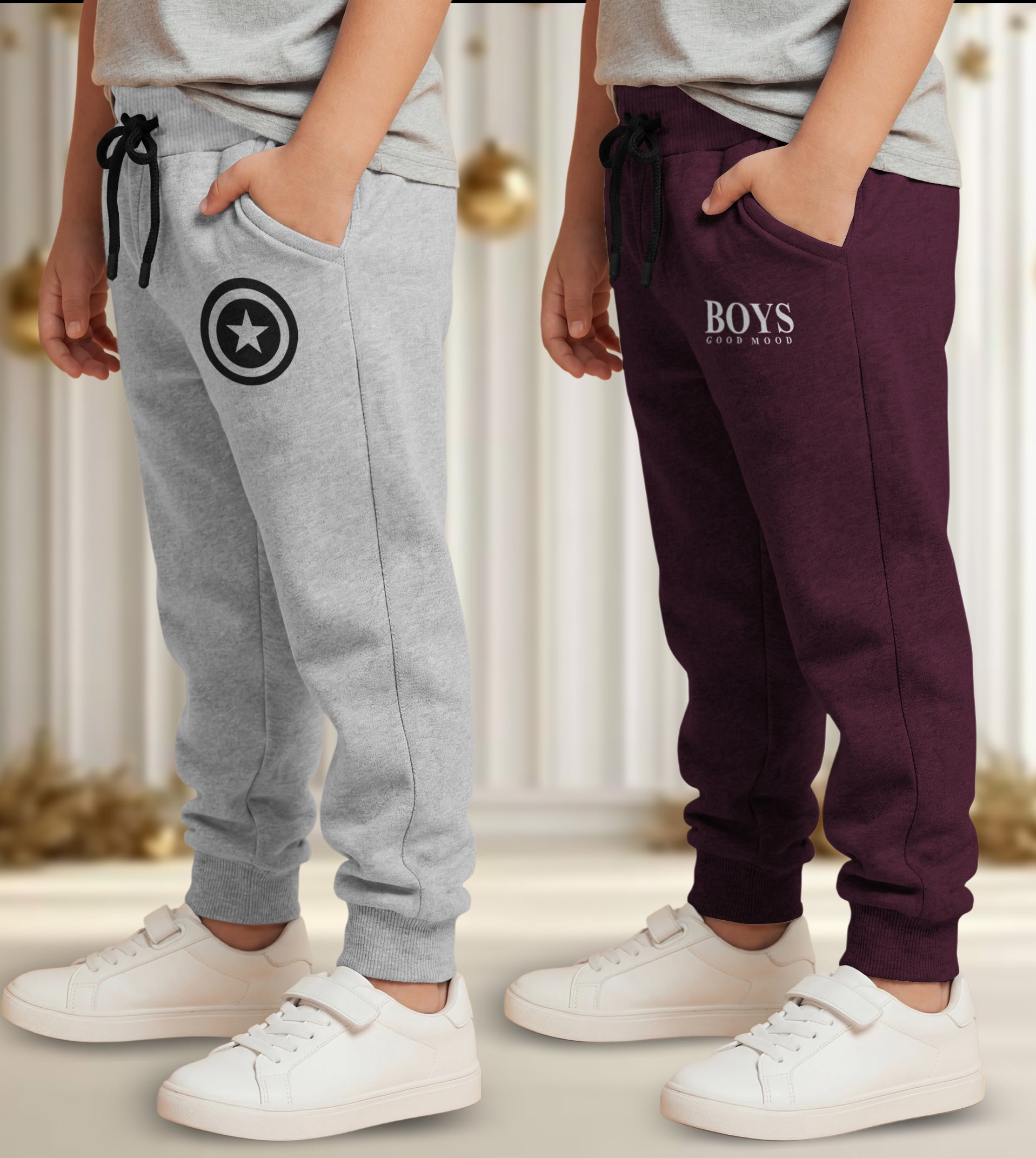 Track Pant For Boys & Girls (Grey,Maroon Pack of 2)