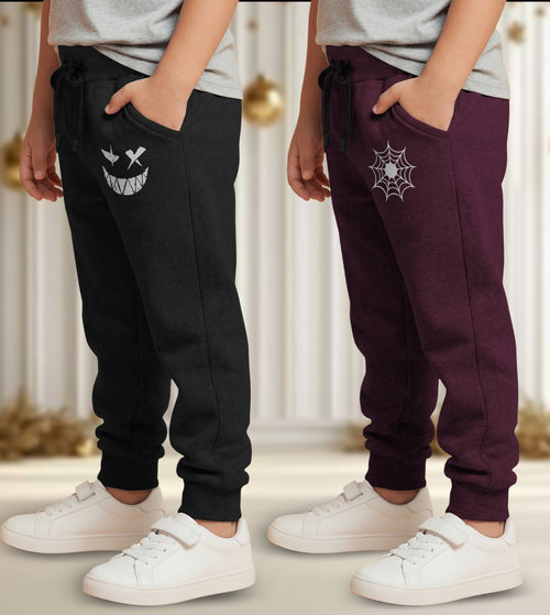 Track Pant For Boys & Girls (Black,Maroon Pack of 2)