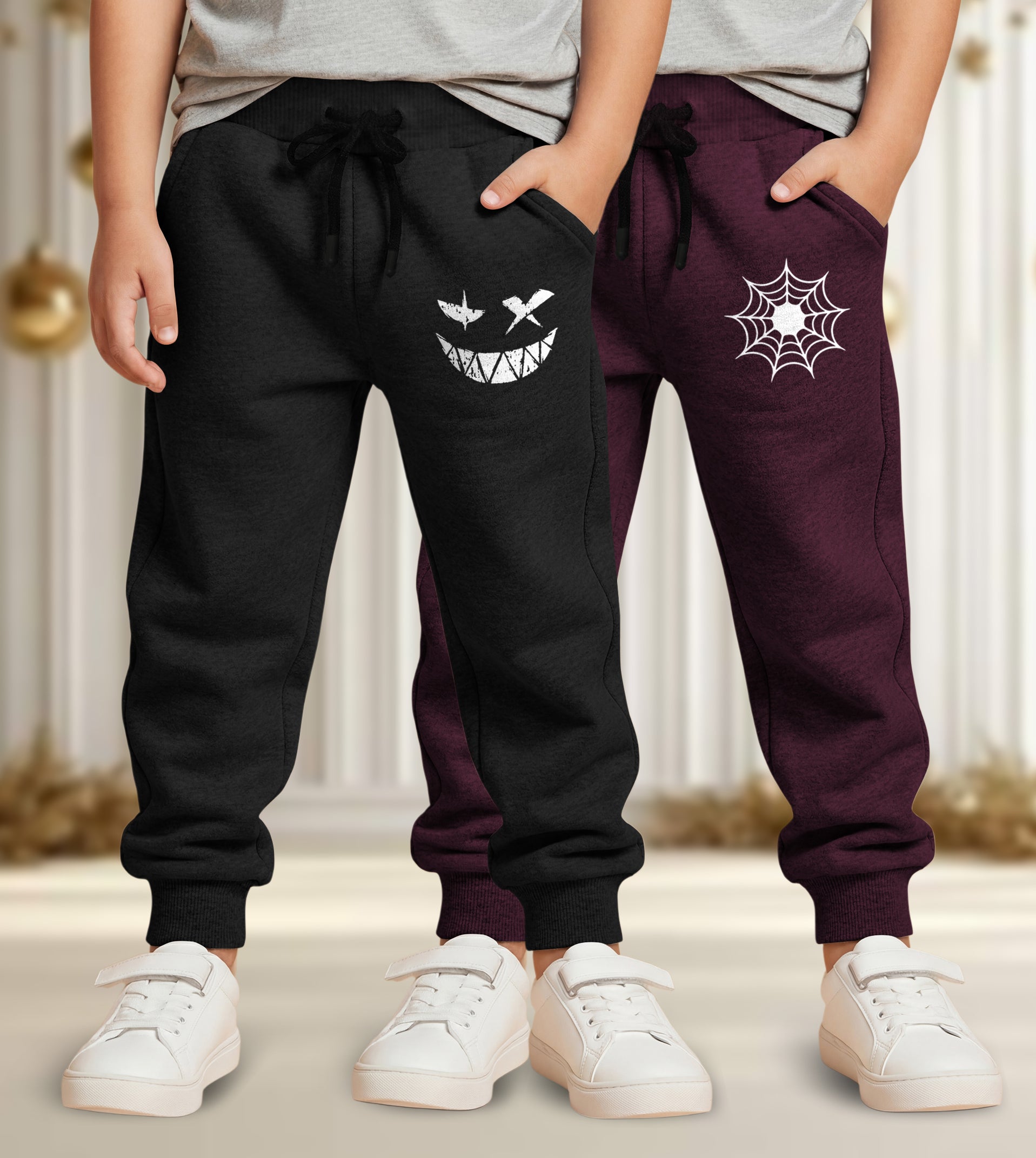 Track Pant For Boys & Girls (Black,Maroon Pack of 2)