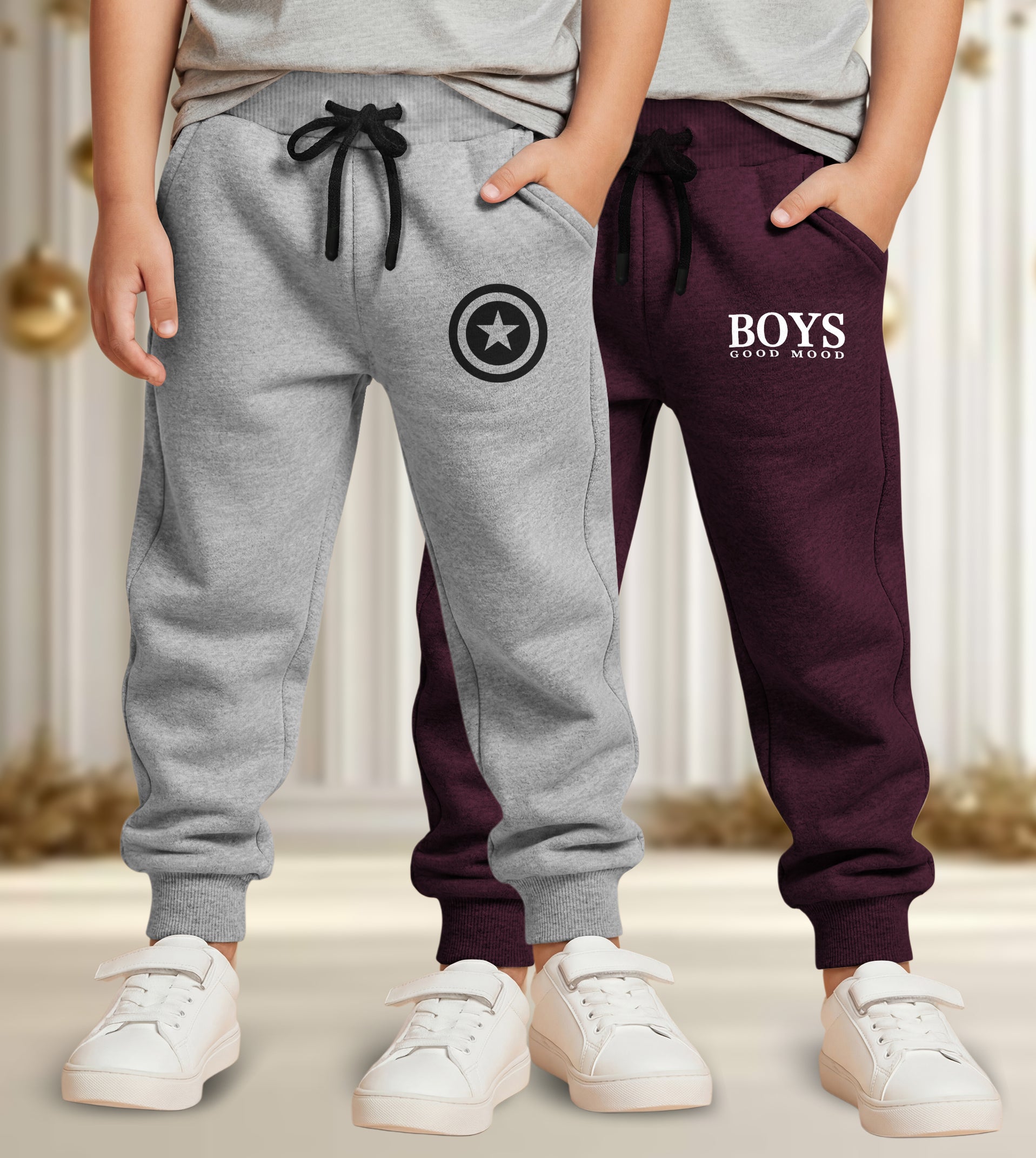 Track Pant For Boys & Girls (Grey,Maroon Pack of 2)