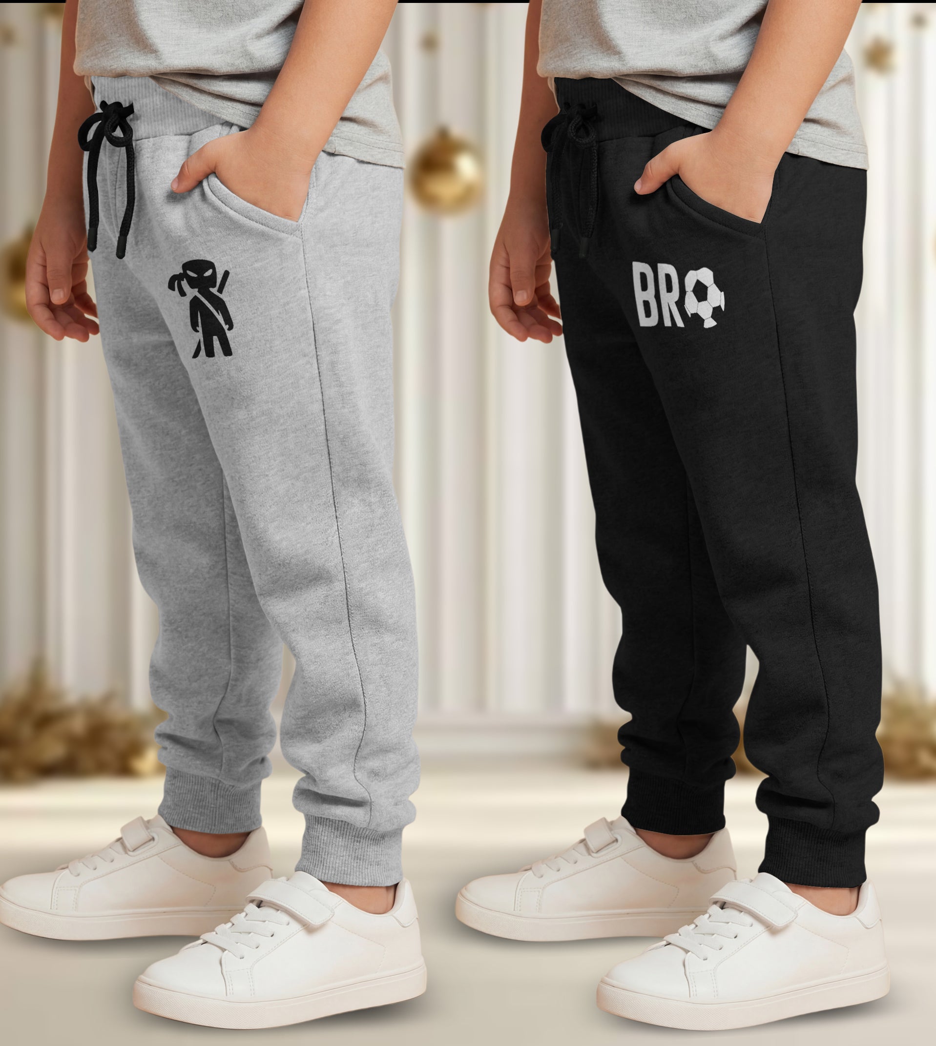 Track Pant For Boys & Girls (Grey,Black Pack of 2)
