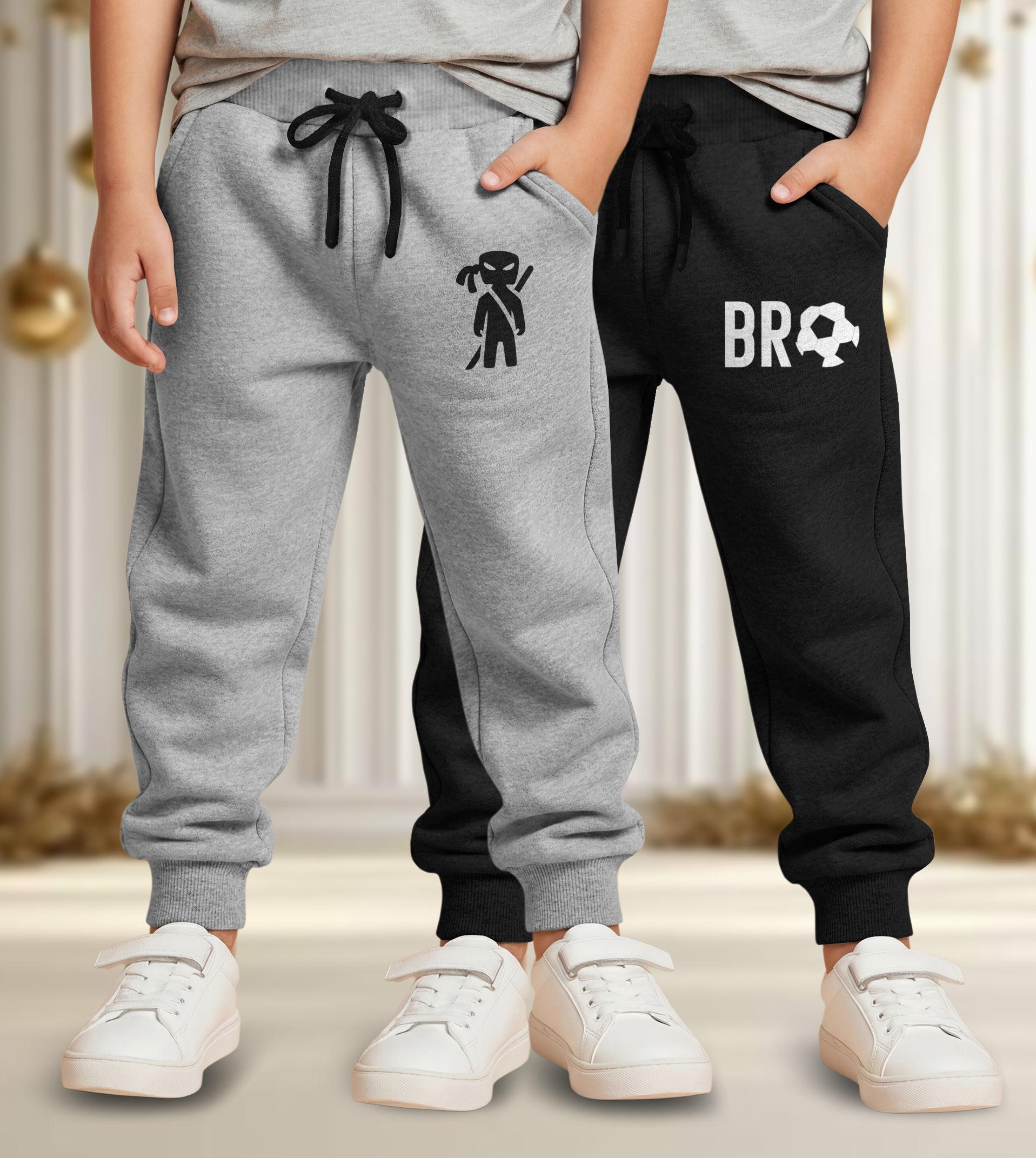 Track Pant For Boys & Girls (Grey,Black Pack of 2)